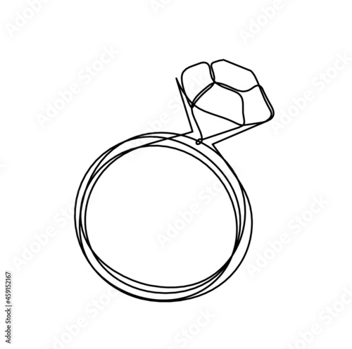Abstract crystal as continuous lines drawing on white background. Vector
