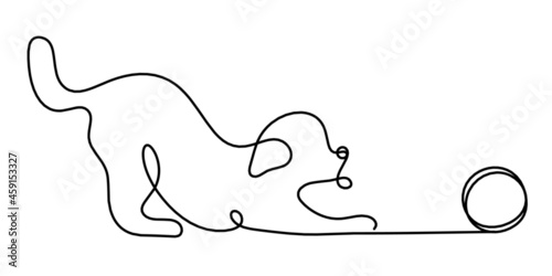 Silhouette of abstract dog as line drawing on white. Vector