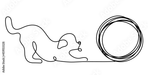Silhouette of abstract dog as line drawing on white. Vector