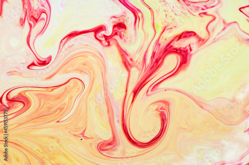 Abstract yellow-red background. Abstract paint ink, psychedelic background. Fluid art © Lazartivan