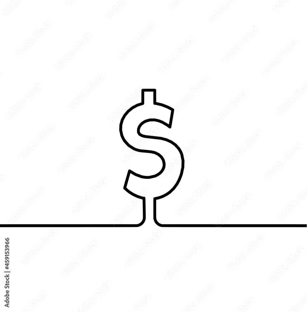 Abstract continuous lines drawing as bag of dollars on white as background. Vector Abstract continuous lines drawing as bag of dollars on white as background. Vector