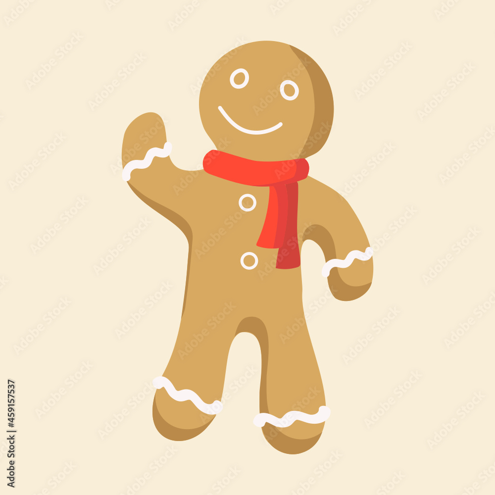 Obraz premium Traditional Christmas homemade gingerbread cookies on an isolated background. Festive ginger man. Vector.