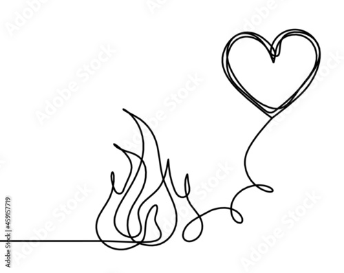 Abstract fire as line drawing on white background. Vector