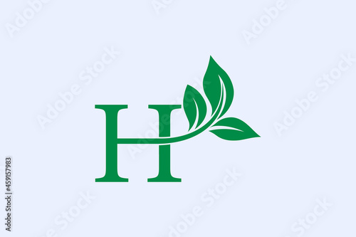 Logo design letter H and leaves eps 10 photo