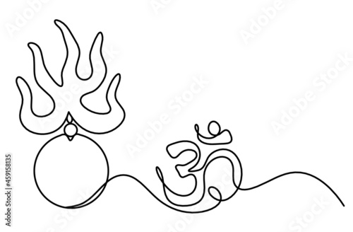Fire pearl - protection from flying star "three" in feng shui as line drawing on the white background. Vector