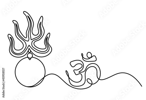 Fire pearl - protection from flying star "three" in feng shui as line drawing on the white background. Vector