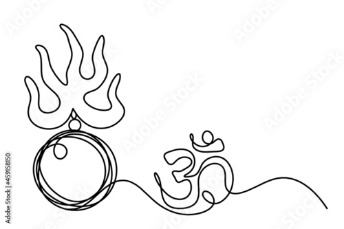 Fire pearl - protection from flying star "three" in feng shui as line drawing on the white background. Vector
