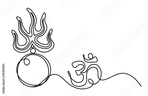 Fire pearl - protection from flying star "three" in feng shui as line drawing on the white background. Vector