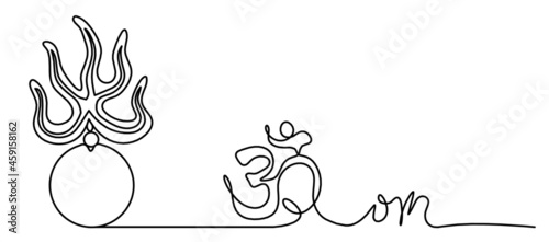 Fire pearl - protection from flying star "three" in feng shui as line drawing on the white background. Vector