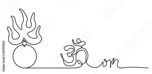 Fire pearl - protection from flying star "three" in feng shui as line drawing on the white background. Vector