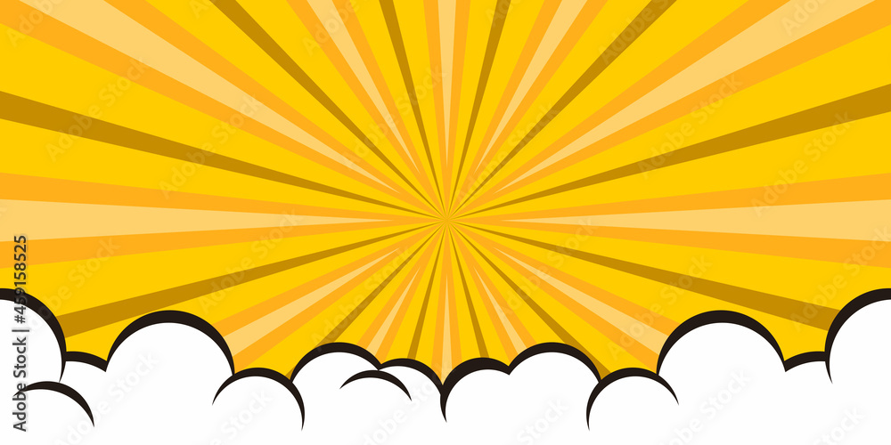 Fototapeta premium Comic book cartoon speech bubble for text. Cartoon puff cloud yellow background for text template