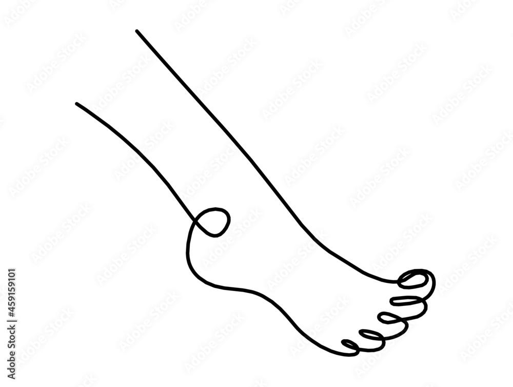 Silhouette of abstract foot as line drawing on white. Vector Silhouette of abstract foot as line drawing on white. Vector