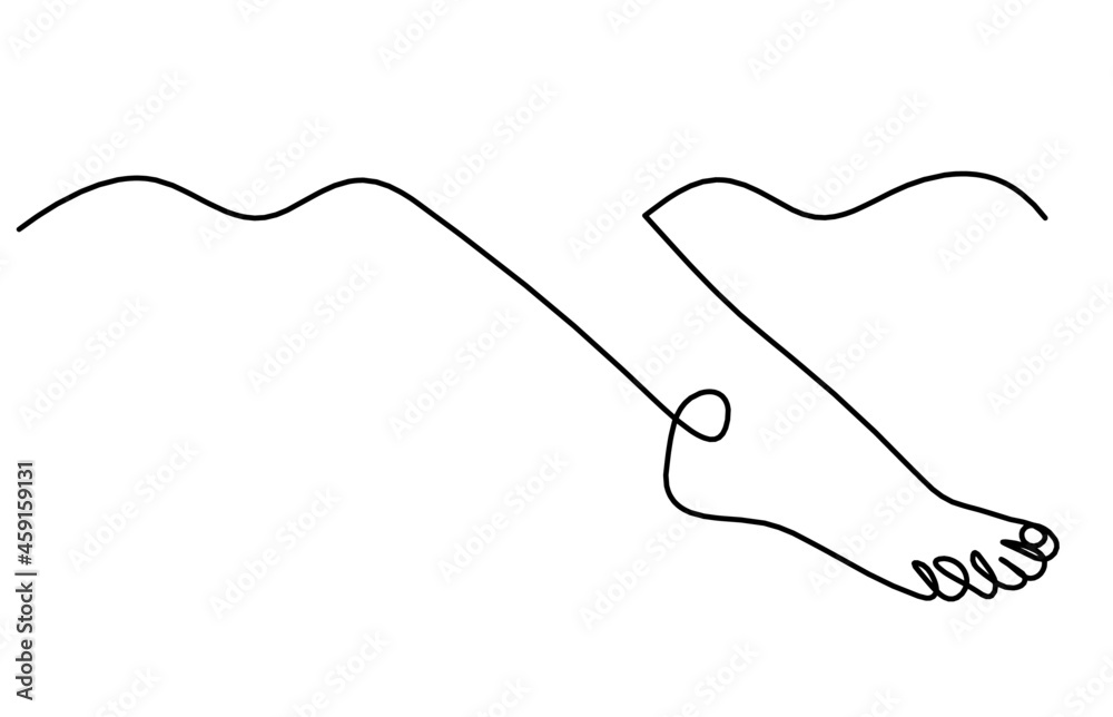 Obraz premium Silhouette of abstract foot as line drawing on white. Vector
