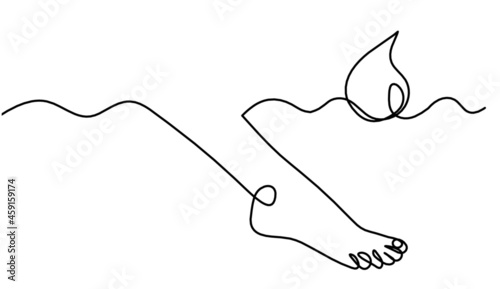 Silhouette of abstract foot as line drawing on white. Vector