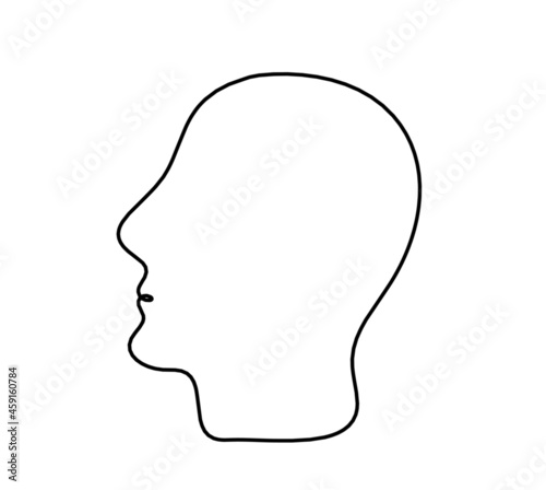 Man silhouette profile as line drawing on white background. Vector