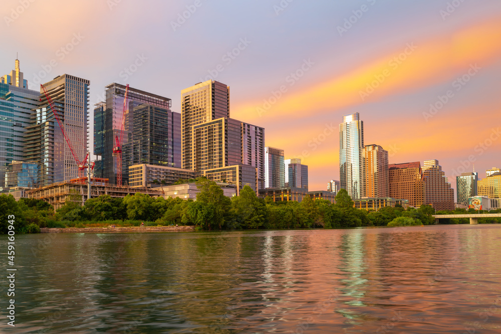 Fototapeta premium Beautiful Austin skyline. Austin, Texas on the Colorado River.