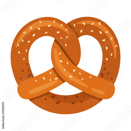 Tasty pretzel isolated on white background photo