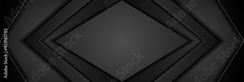 Black hi-tech concept abstract geometric futuristic background. Vector banner design