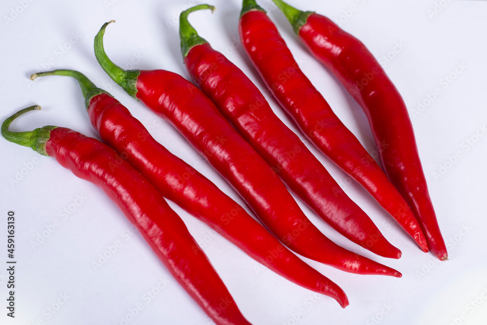 red chilli on white background