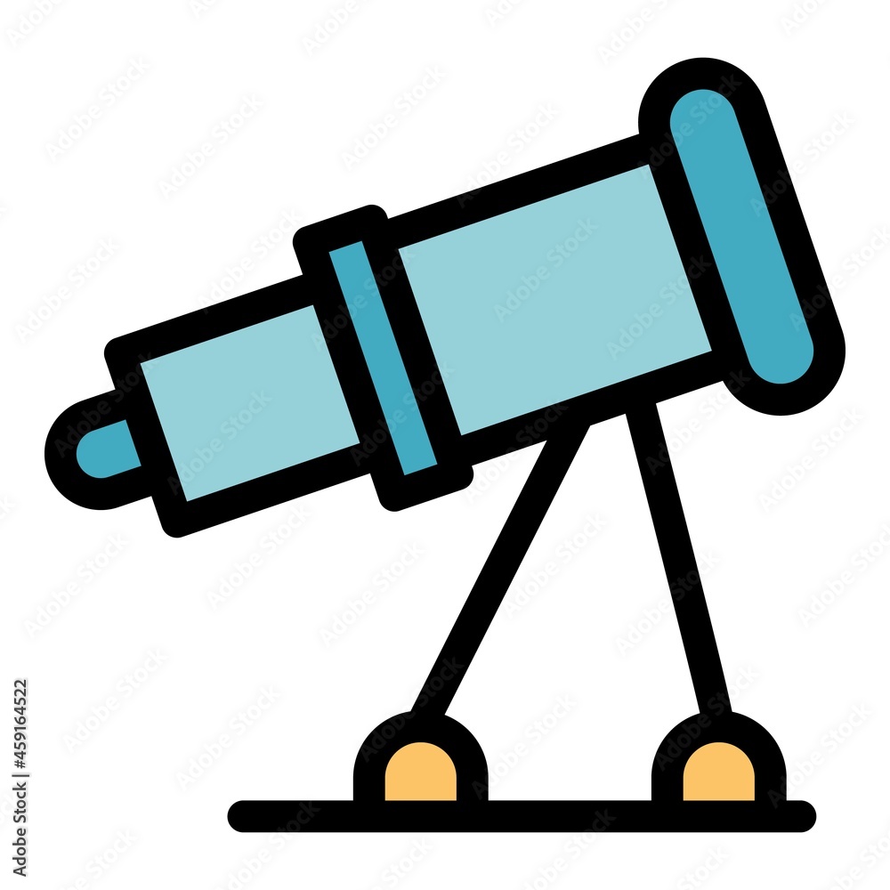 Planetarium spyglass icon. Outline planetarium spyglass vector icon color flat isolated
