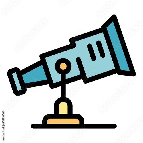 Planetarium telescope icon. Outline planetarium telescope vector icon color flat isolated