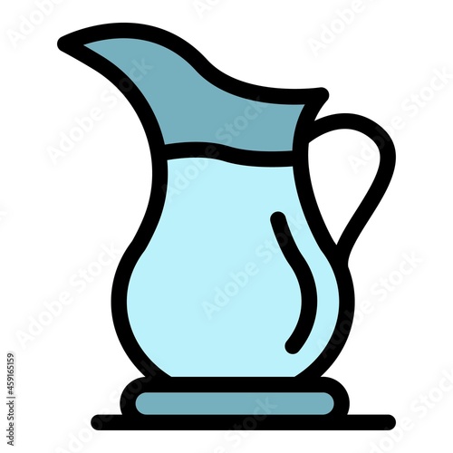 Hot tea jug icon. Outline hot tea jug vector icon color flat isolated