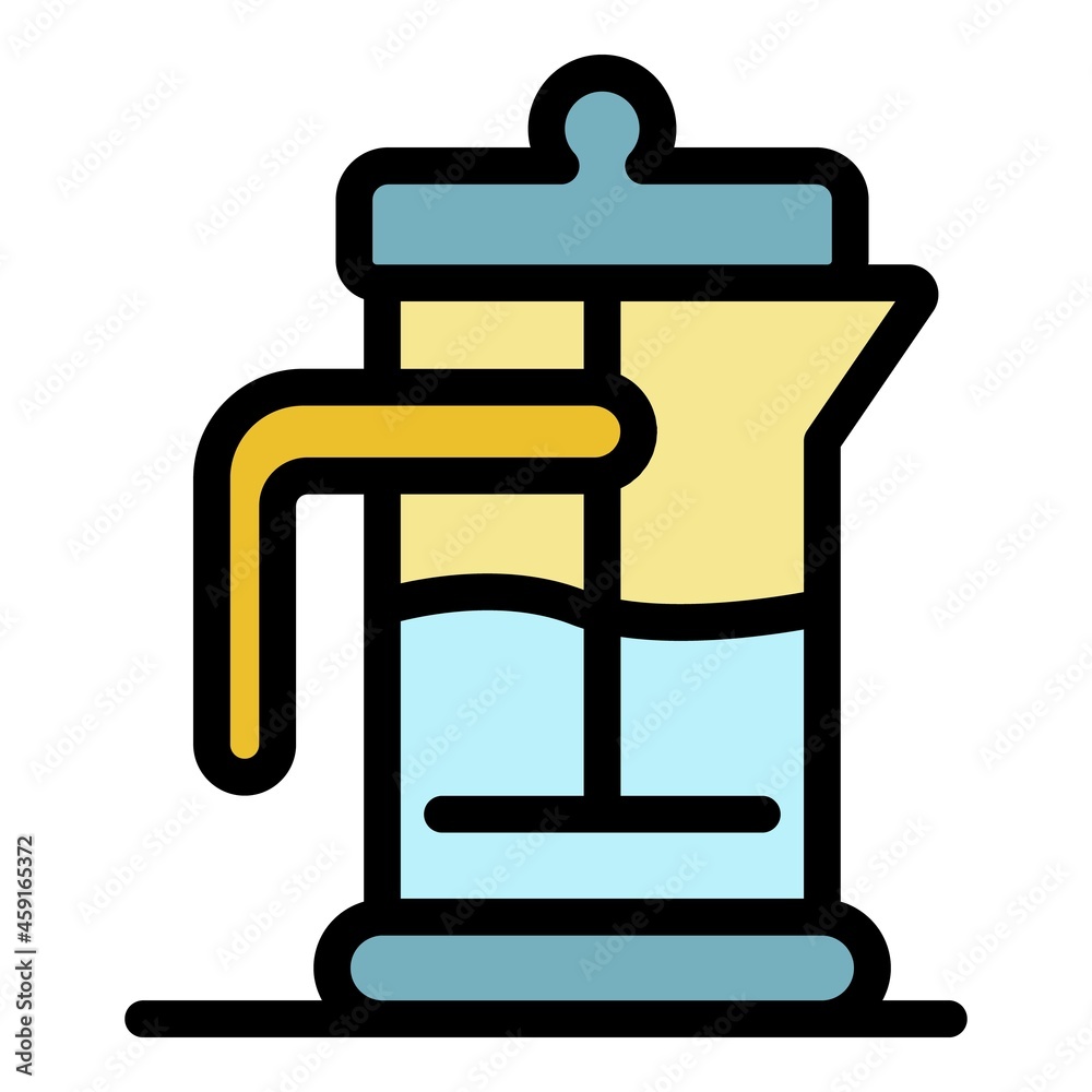 Tea press icon. Outline tea press vector icon color flat isolated Tea press icon. Outline tea press vector icon color flat isolated