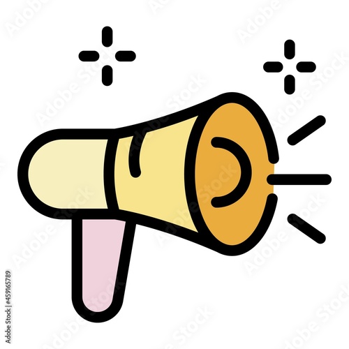 Hoax megaphone icon. Outline hoax megaphone vector icon color flat isolated