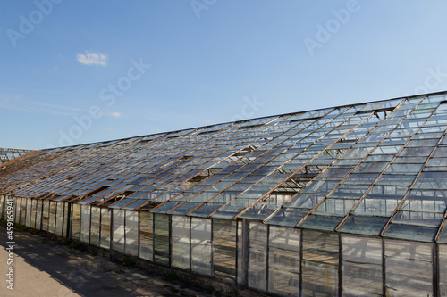 Old greenhouse with glass roof photo