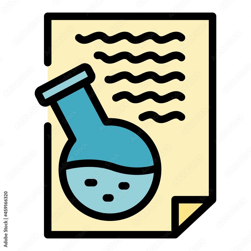 Chemistry report icon. Outline chemistry report vector icon color flat isolated
