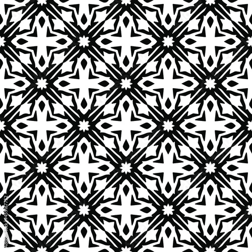 floral seamless pattern background.Geometric ornament for wallpapers and backgrounds. Black and white pattern.