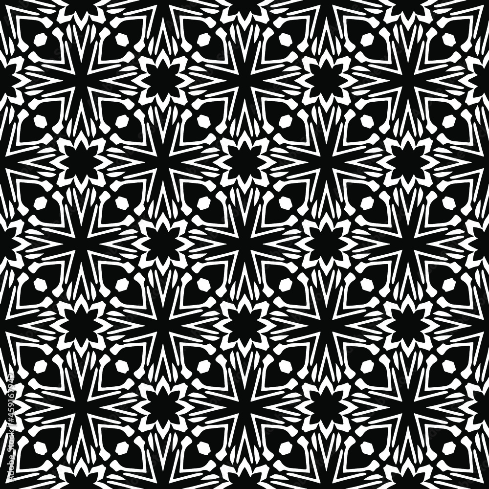 floral seamless pattern background.Geometric ornament for wallpapers and backgrounds. Black and white pattern.