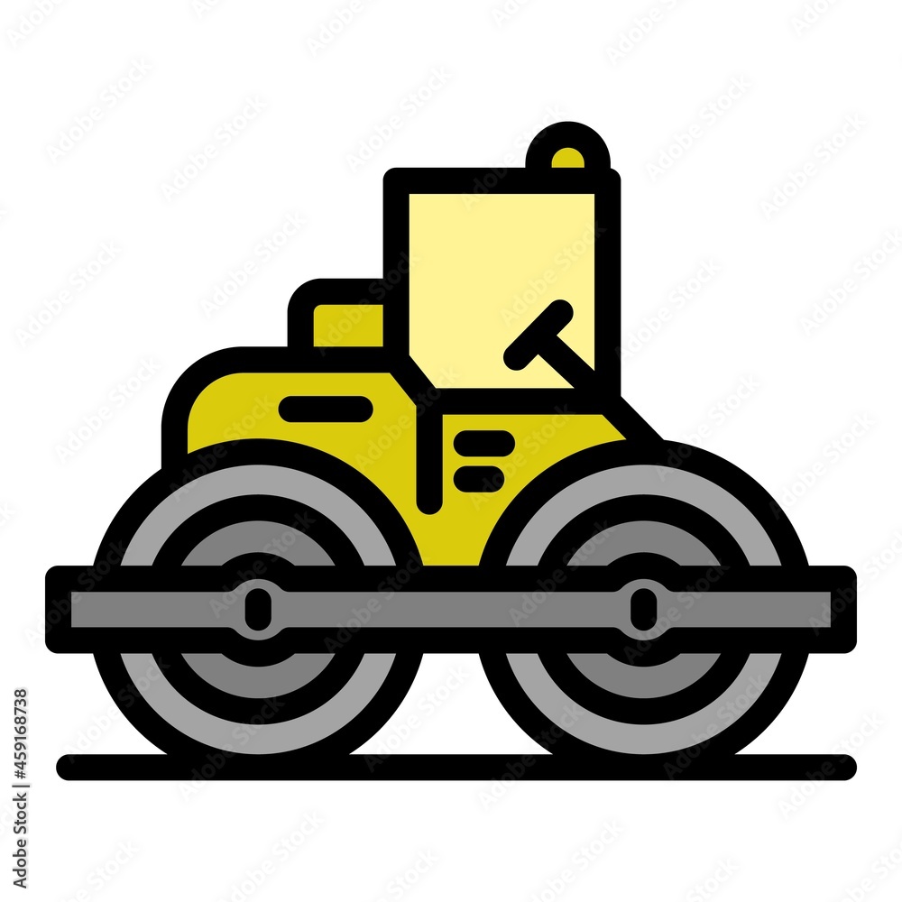 Technology road roller icon. Outline technology road roller vector icon color flat isolated