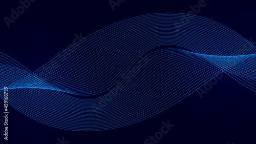 Abstract wavy stripes. Linear art. Wave with shadow. Optical art abstract wave background. Vector dynamic illustration