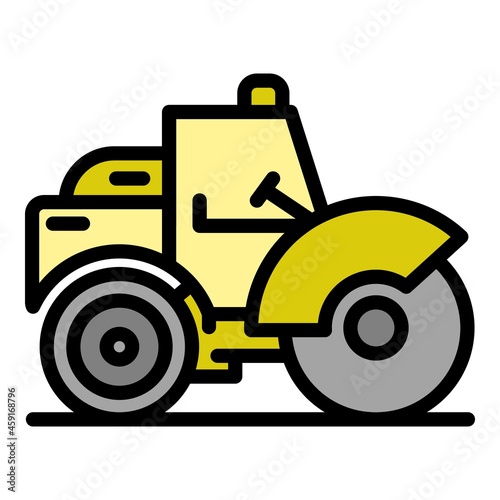 Transportation road roller icon. Outline transportation road roller vector icon color flat isolated