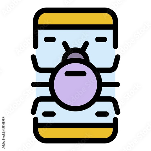 Smartphone fraud icon. Outline smartphone fraud vector icon color flat isolated