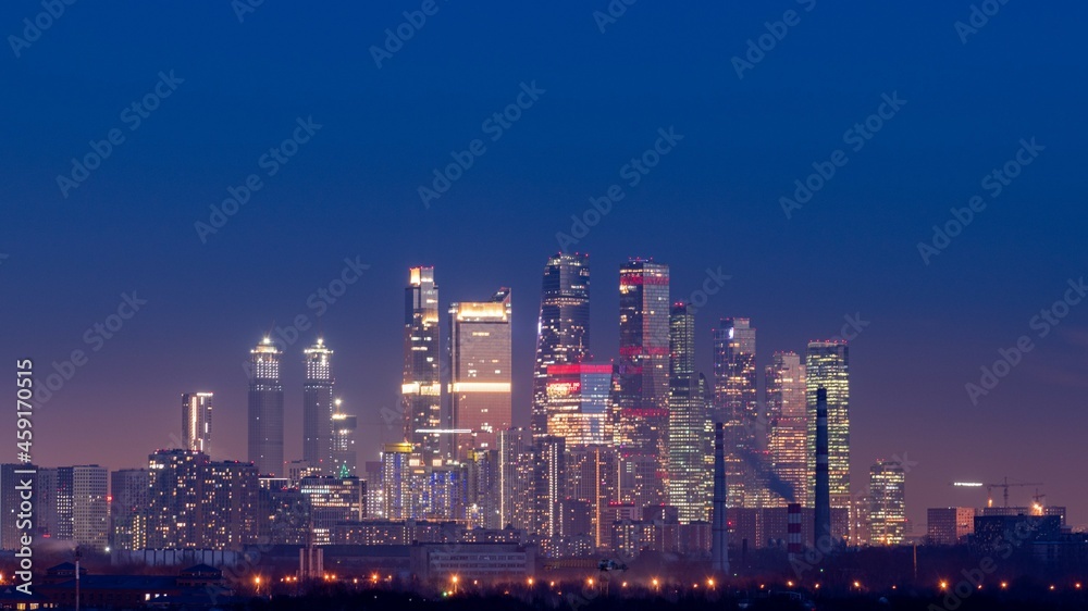 Fototapeta premium A winter evening view to Moscow-city