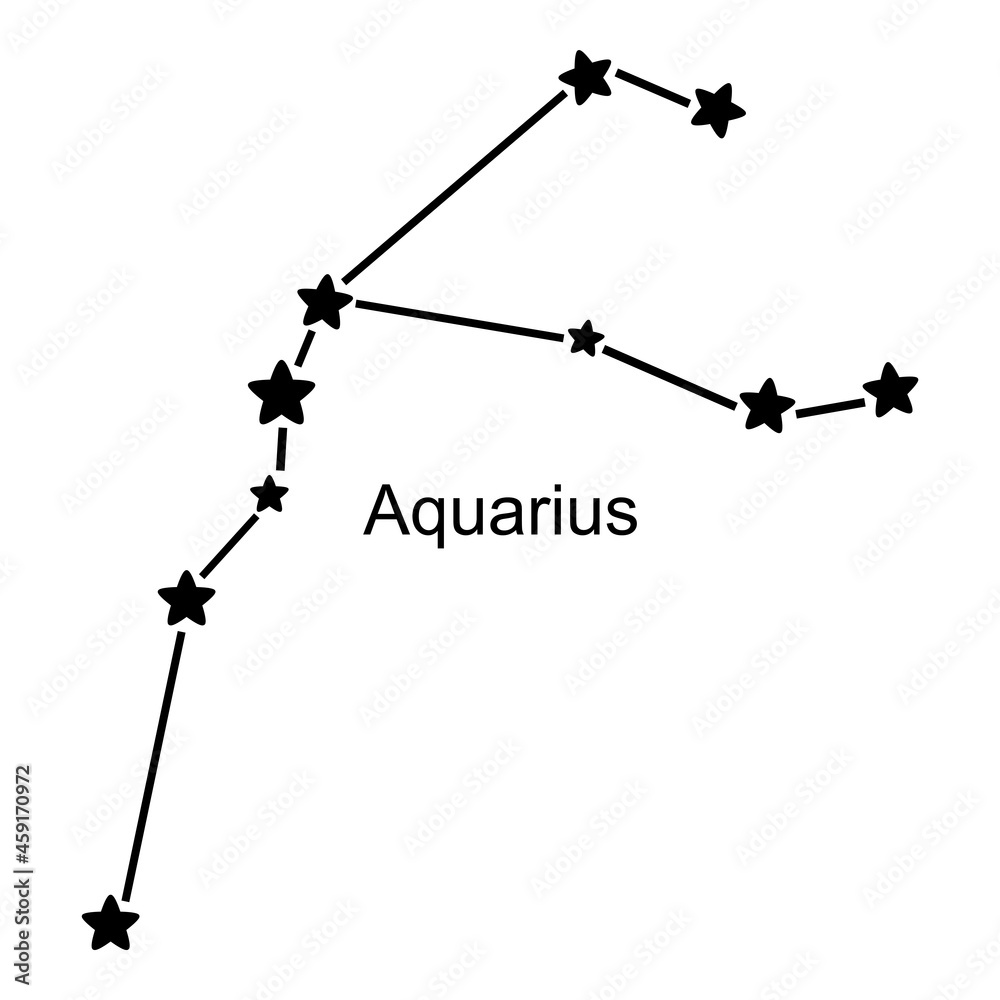Constellation of zodiac sign Aquarius on white background, vector illustration Constellation of zodiac sign Aquarius on white background, vector illustration