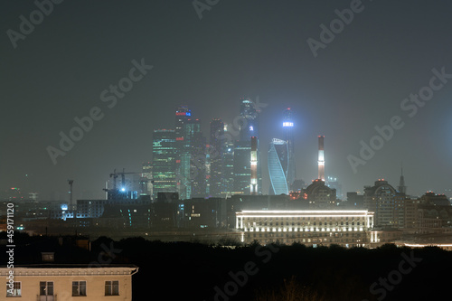 Photography night view of moscow city centre