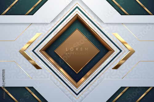 Abstract white and gold luxury geometric background