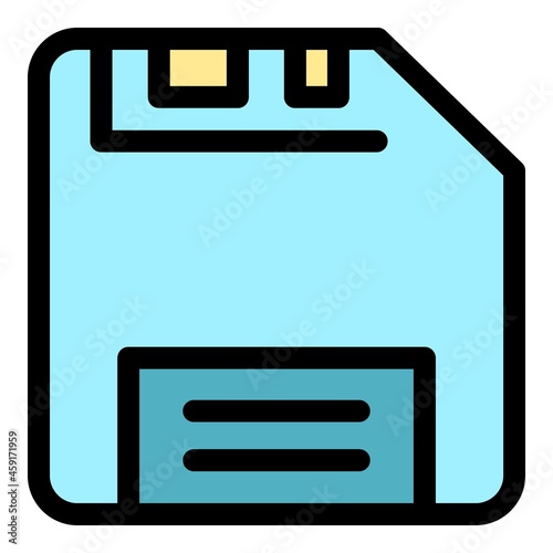 Old floppy disk icon. Outline old floppy disk vector icon color flat isolated