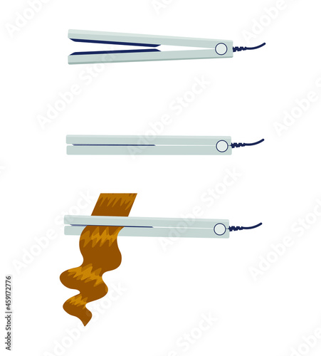 electric hair straightener.curling iron for straightening hair.an iron for the head .vector illustration on an isolated background in the flat style