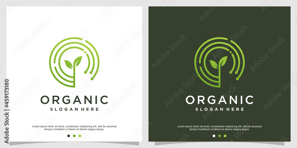 Organic logo design with modern style Premium Vector