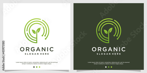 Organic logo design with modern style Premium Vector