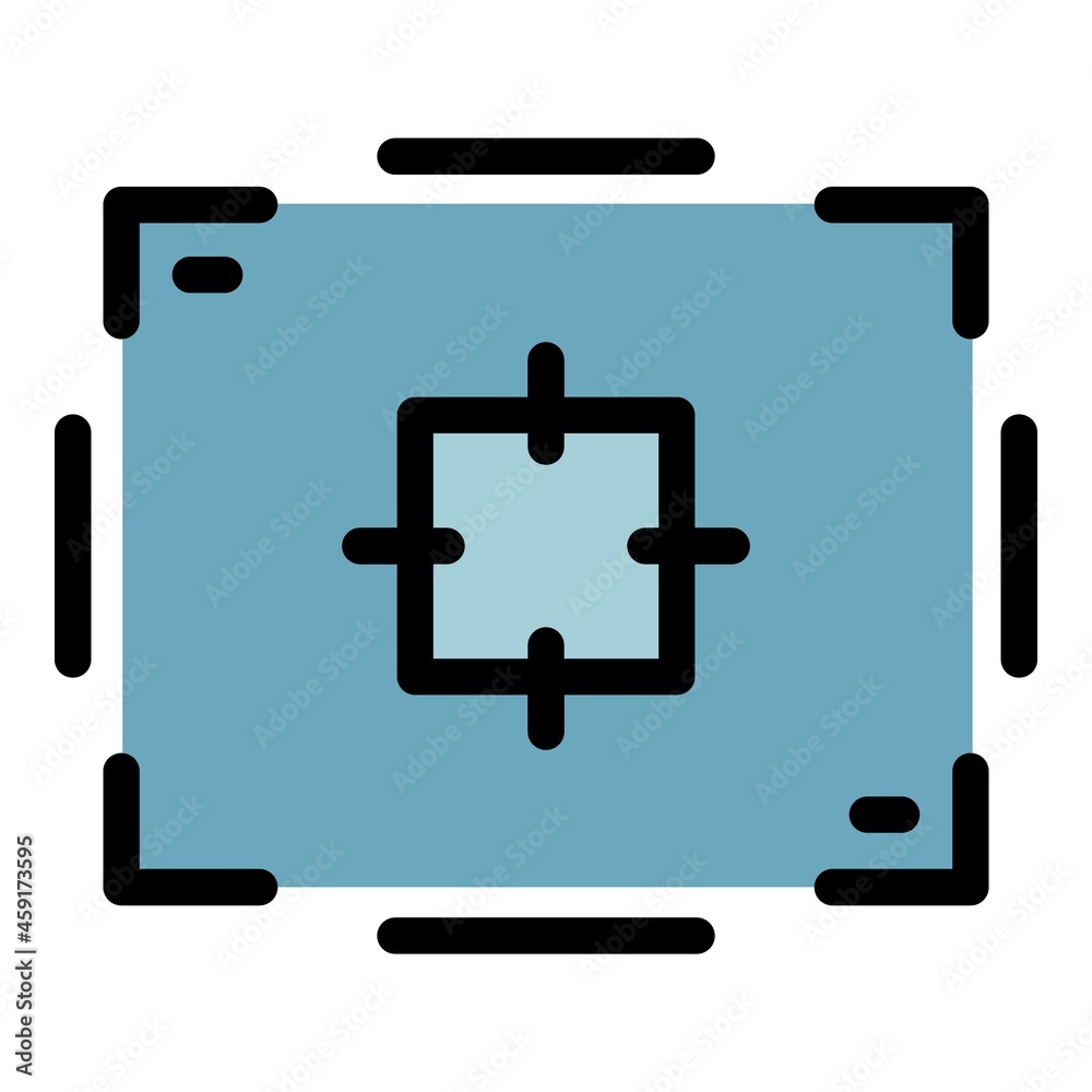 Aim record frame icon. Outline aim record frame vector icon color flat isolated Aim record frame icon. Outline aim record frame vector icon color flat isolated