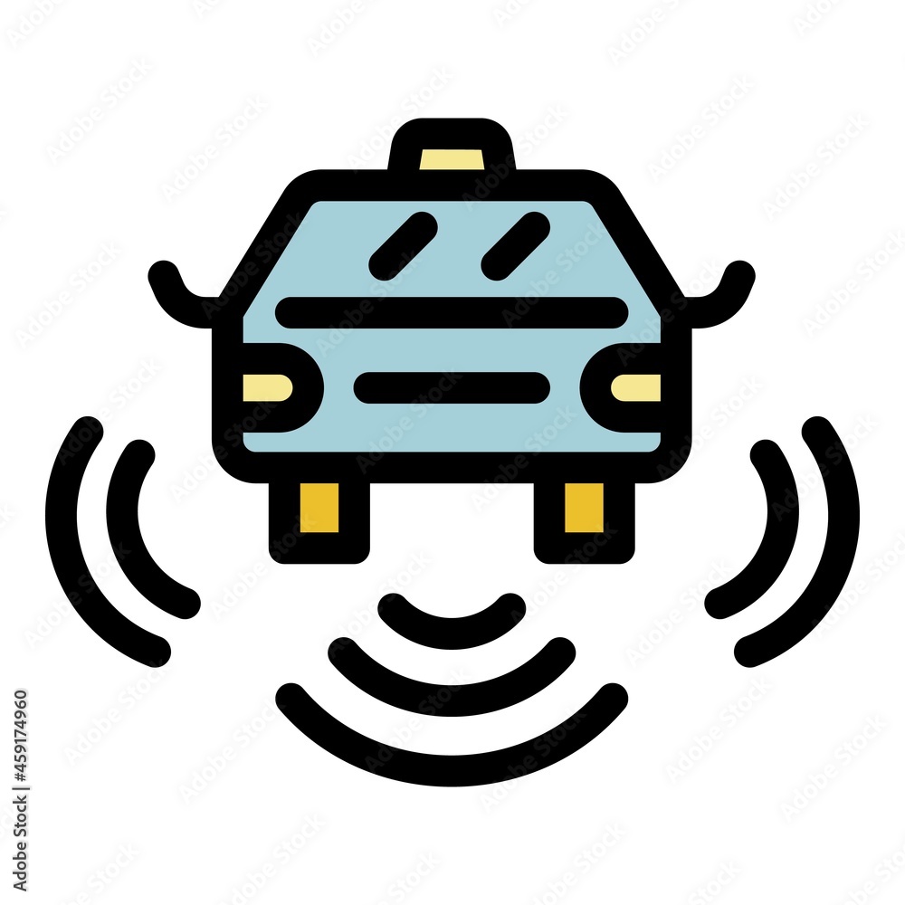 Driverless car taxi icon. Outline driverless car taxi vector icon color flat isolated Driverless car taxi icon. Outline driverless car taxi vector icon color flat isolated