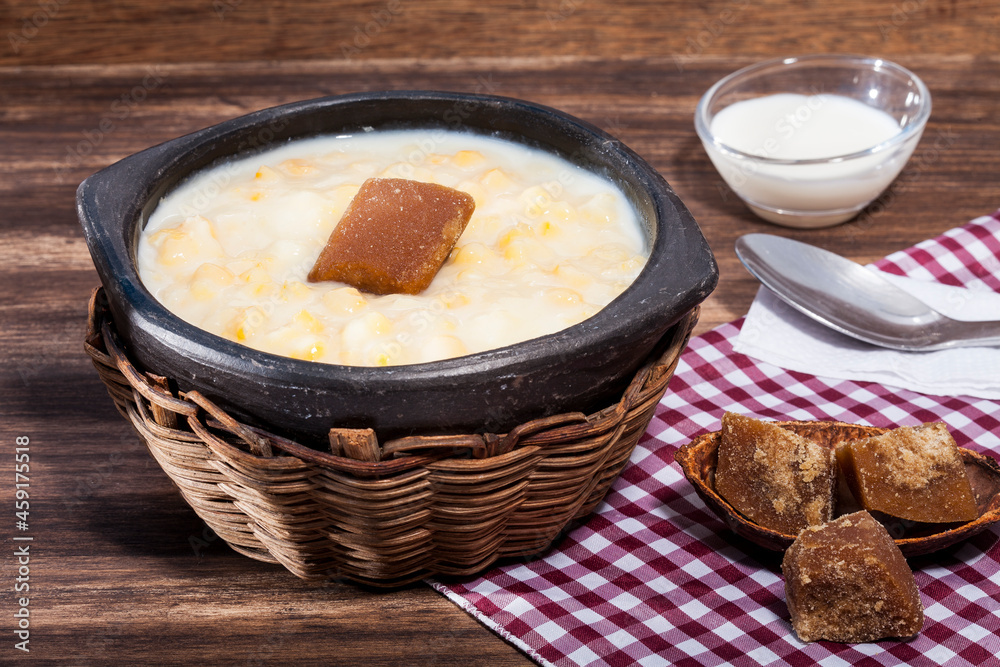 Mazamorra Typical Food From Antioquia Colombia Photo On Wooden Background Mazamorra Typical Food From Antioquia Colombia Photo On Wooden Background