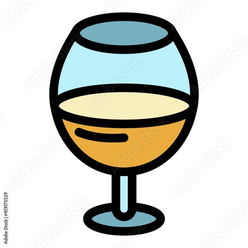 Wine glass icon. Outline wine glass vector icon color flat isolated