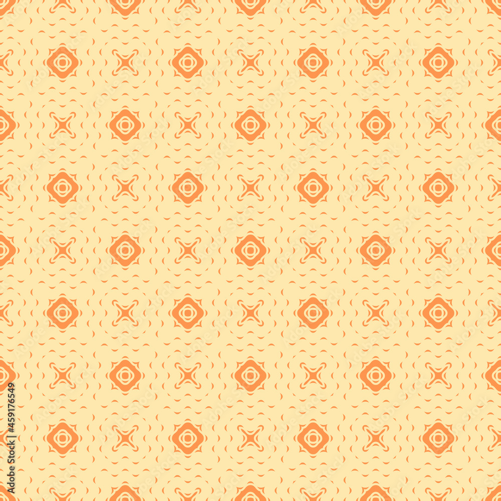 Fun seamless vintage ornament. Vector pattern with liquid and wavy orange and yellow shapes. The illustration is used in the design of wallpapers, covers, packaging, paper, business cards, textiles.