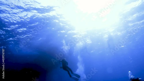 Wallpaper Mural HD video footage of scuba divers descending from a boat in the Red Sea, Egypt Torontodigital.ca
